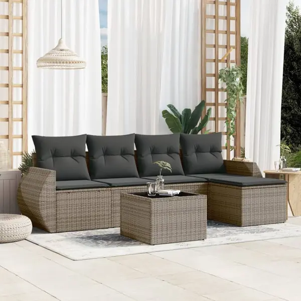 Gossi set mobilier gradina cu perne, 6 piese, gri, poliratan