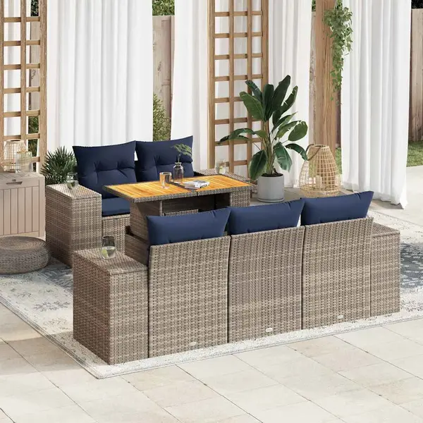 Gossi set mobilier gradina cu perne, 6 piese, gri, poliratan