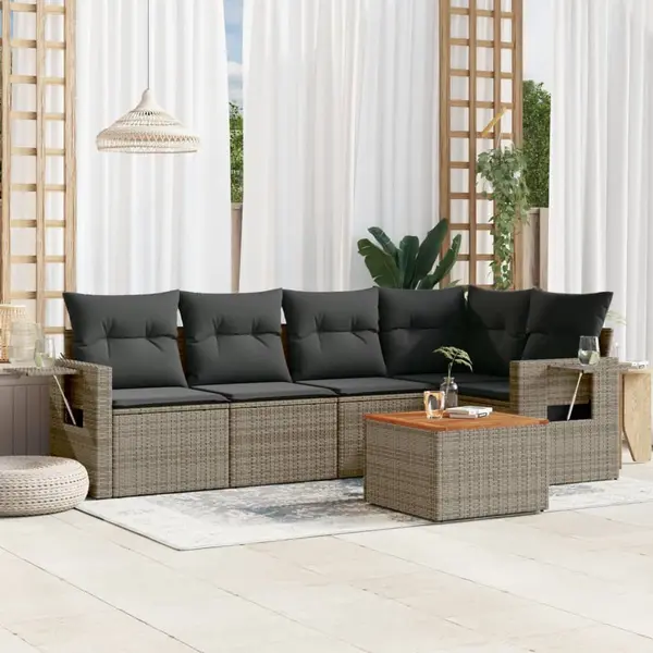 Gossi set mobilier gradina cu perne, 6 piese, gri, poliratan