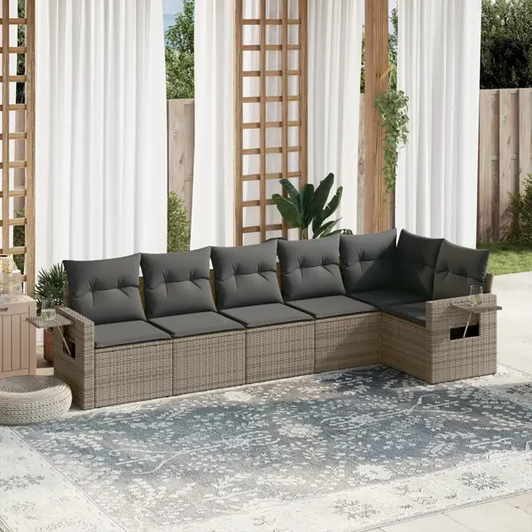 Gossi set mobilier gradina cu perne, 6 piese, gri, poliratan