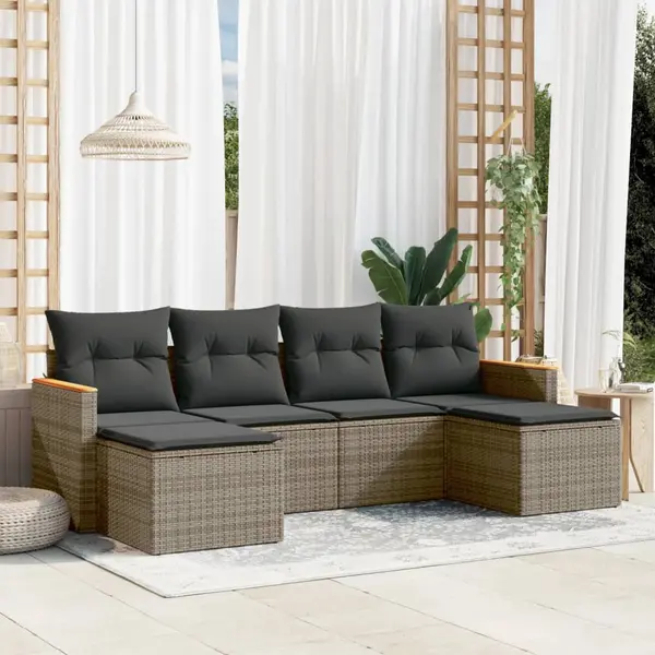 Gossi set mobilier gradina cu perne, 6 piese, gri, poliratan