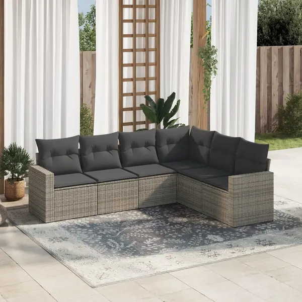 Gossi set mobilier gradina cu perne, 6 piese, gri, poliratan