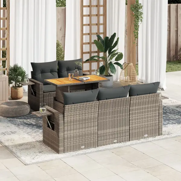 Gossi set mobilier gradina cu perne, 6 piese, gri, poliratan