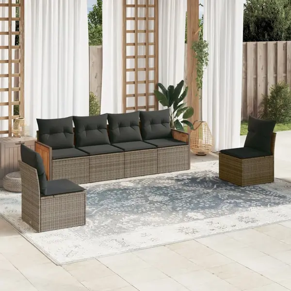 Gossi set mobilier gradina cu perne, 6 piese, gri, poliratan