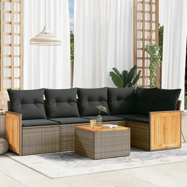 Gossi set mobilier gradina cu perne, 6 piese, gri, poliratan