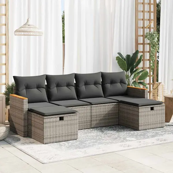 Gossi set mobilier gradina cu perne, 6 piese, gri, poliratan