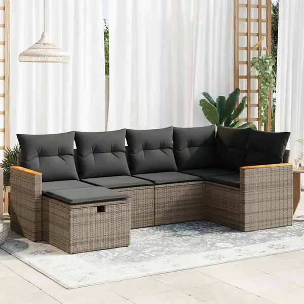 Gossi set mobilier gradina cu perne, 6 piese, gri, poliratan