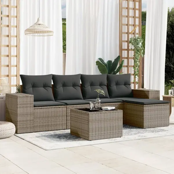 Gossi set mobilier gradina cu perne, 6 piese, gri, poliratan