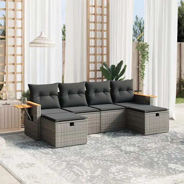 Gossi set mobilier gradina cu perne, 6 piese, gri, poliratan