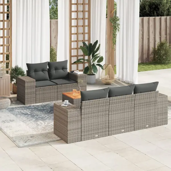 Gossi set mobilier gradina cu perne, 6 piese, gri, poliratan