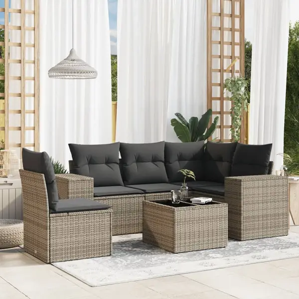 Gossi set mobilier gradina cu perne, 6 piese, gri, poliratan