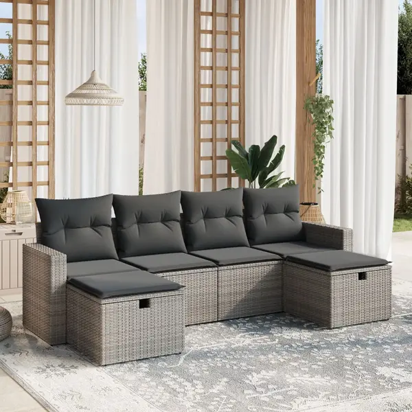 Gossi set mobilier gradina cu perne, 6 piese, gri, poliratan