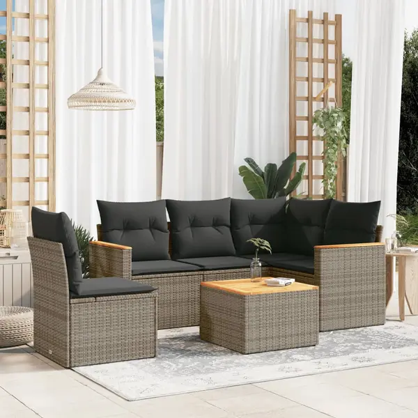 Gossi set mobilier gradina cu perne, 6 piese, gri, poliratan