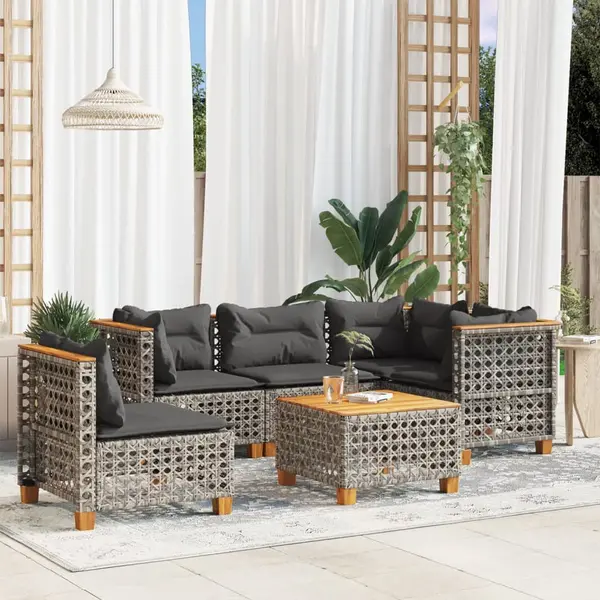 Gossi set mobilier gradina cu perne, 6 piese, gri, poliratan