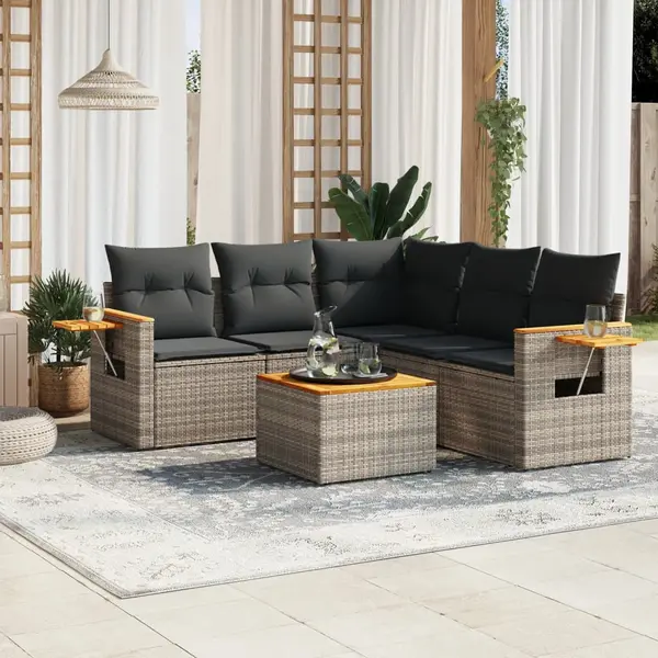 Gossi set mobilier gradina cu perne, 6 piese, gri, poliratan