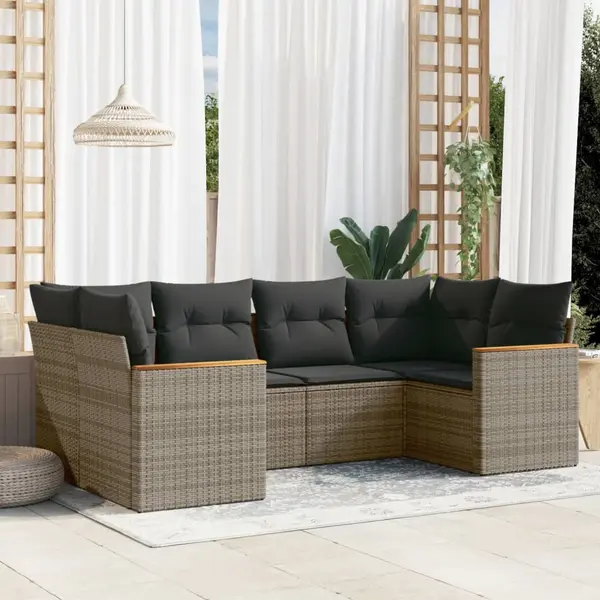 Gossi set mobilier gradina cu perne, 6 piese, gri, poliratan