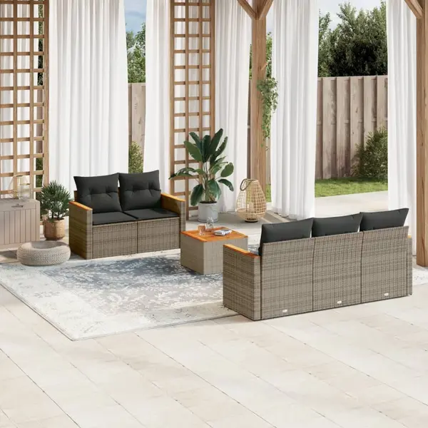 Gossi set mobilier gradina cu perne, 6 piese, gri, poliratan