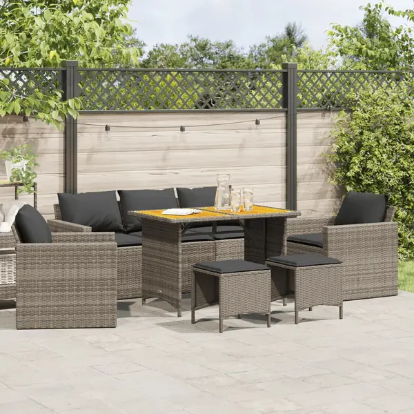 Gossi set mobilier gradina cu perne, 6 piese, gri, poliratan