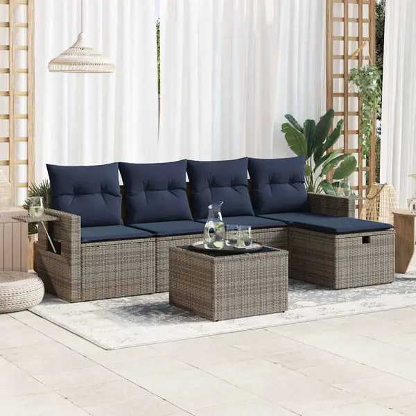 Gossi set mobilier gradina cu perne, 6 piese, gri, poliratan