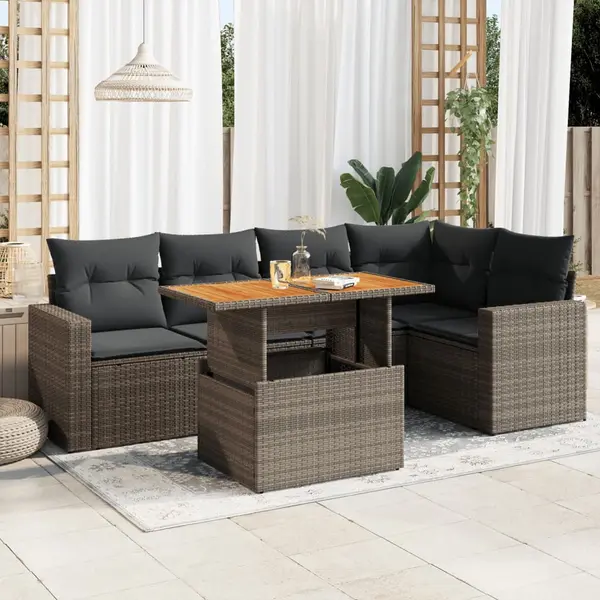 Gossi set mobilier gradina cu perne, 6 piese, gri, poliratan