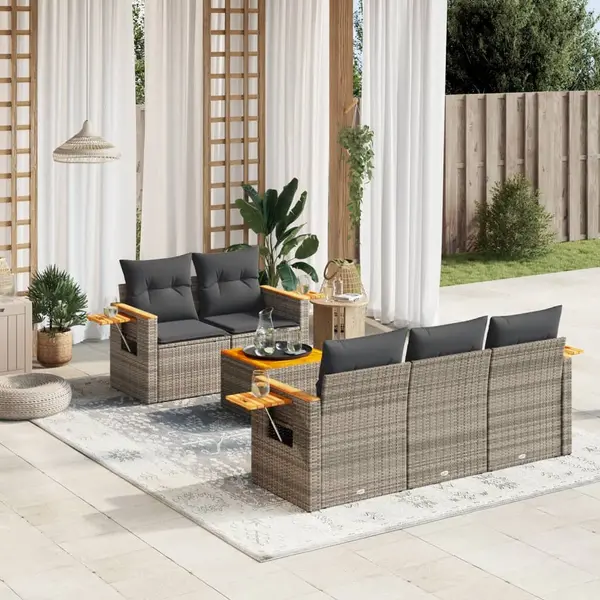 Gossi set mobilier gradina cu perne, 6 piese, gri, poliratan