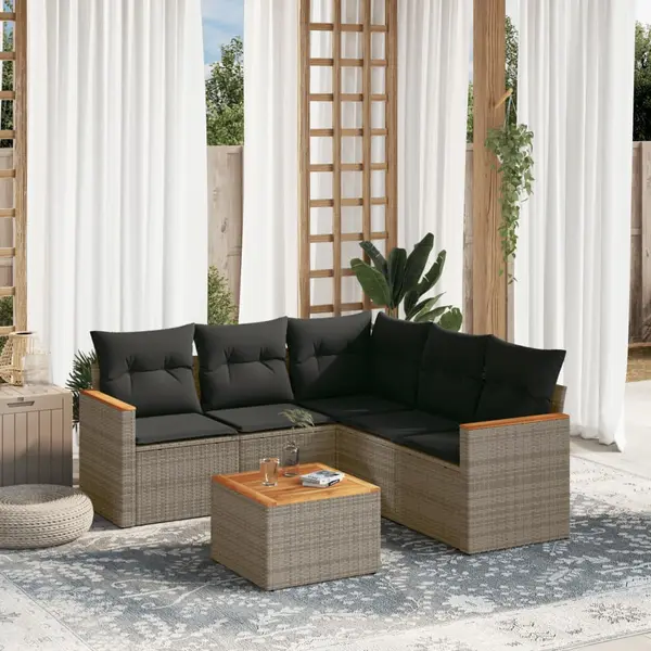 Gossi set mobilier gradina cu perne, 6 piese, gri, poliratan