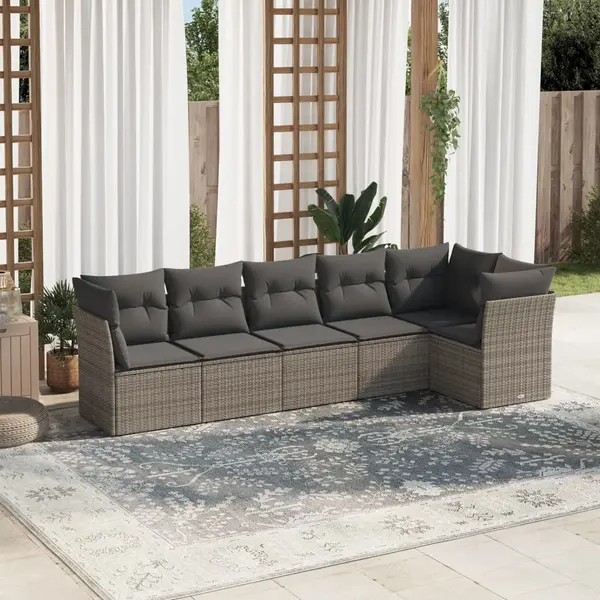 Gossi set mobilier gradina cu perne, 6 piese, gri, poliratan