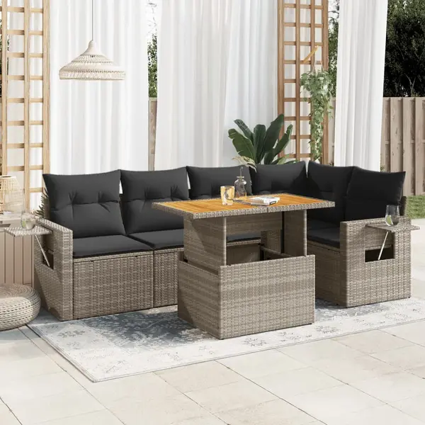 Gossi set mobilier gradina cu perne, 6 piese, gri, poliratan