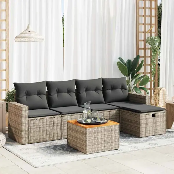Gossi set mobilier gradina cu perne, 6 piese, gri, poliratan