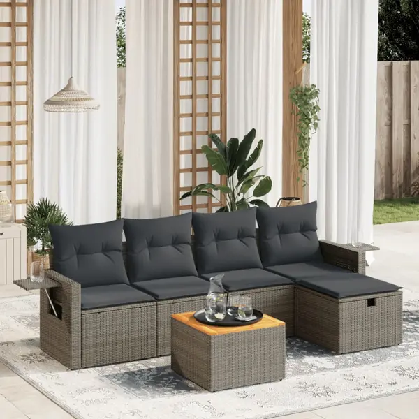 Gossi set mobilier gradina cu perne, 6 piese, gri, poliratan