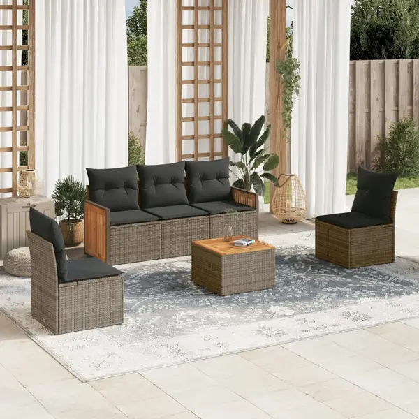 Gossi set mobilier gradina cu perne, 6 piese, gri, poliratan