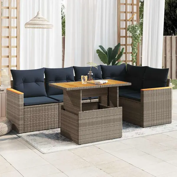 Gossi set mobilier gradina cu perne, 6 piese, gri, poliratan