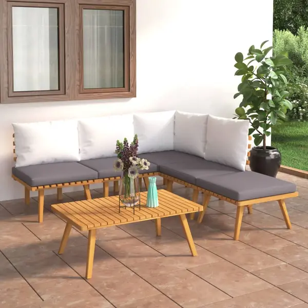 Gossi set mobilier gradina cu perne, 6 piese, lemn masiv acacia