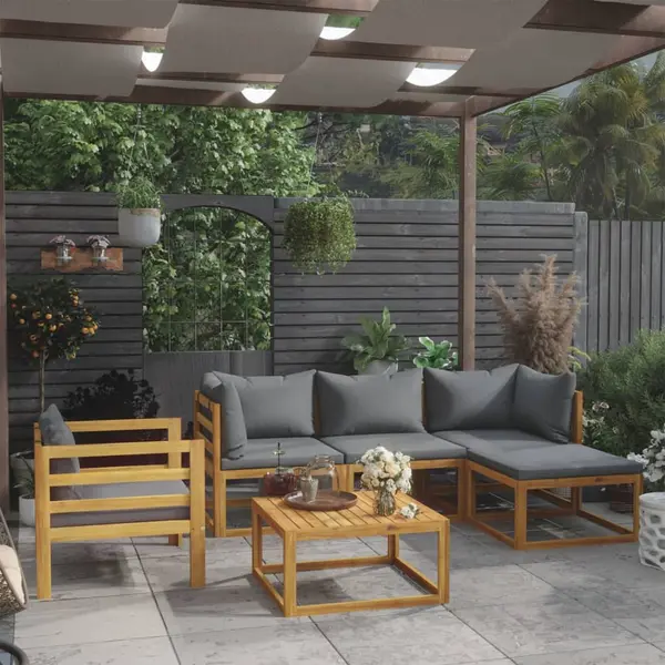 Gossi set mobilier gradina cu perne, 6 piese, lemn masiv acacia