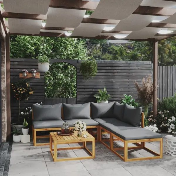 Gossi set mobilier gradina cu perne, 6 piese, lemn masiv acacia
