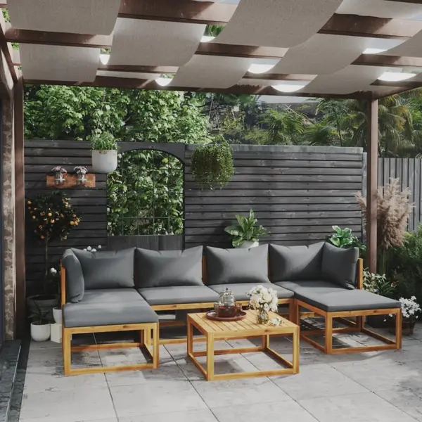Gossi set mobilier gradina cu perne, 7 piese, lemn masiv de acacia