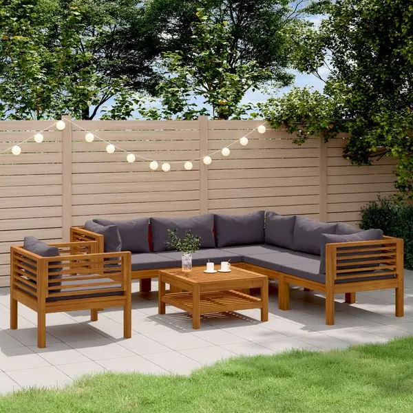 Gossi set mobilier gradina cu perne, 7 piese, lemn masiv de acacia