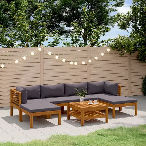 Gossi set mobilier gradina cu perne, 7 piese, lemn masiv de acacia