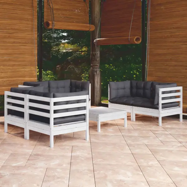 Gossi set mobilier gradina cu perne, 7 piese, lemn masiv de pin