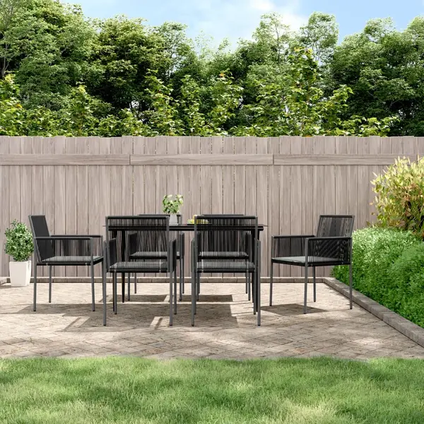 Gossi set mobilier gradina cu perne, 7 piese, negru, poliratan & otel