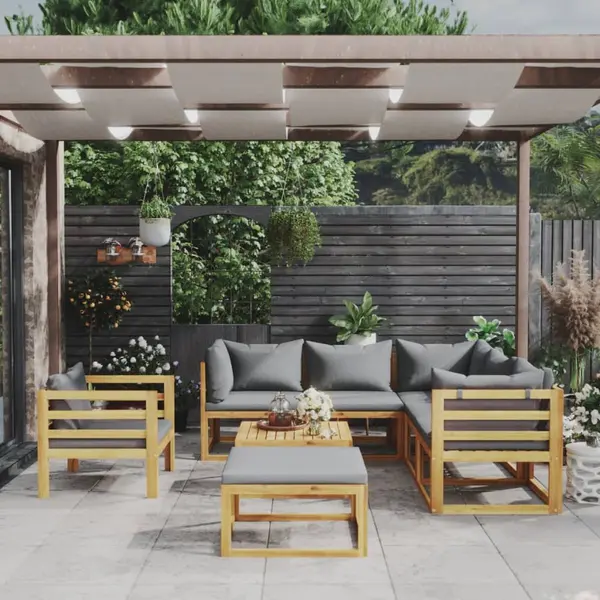Gossi set mobilier gradina cu perne, 8 piese, lemn masiv acacia