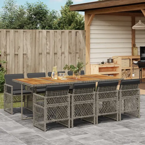 Gossi set mobilier gradina cu perne, 9 piese, gri, poliratan