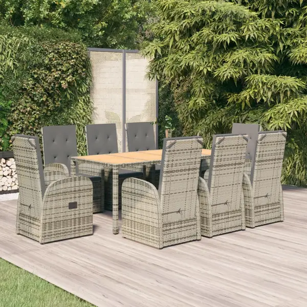 Gossi set mobilier gradina cu perne, 9 piese, gri, poliratan