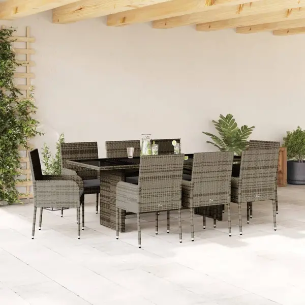 Gossi set mobilier gradina cu perne, 9 piese, gri, poliratan