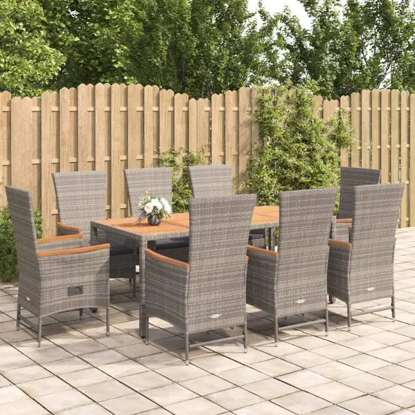 Gossi set mobilier gradina cu perne, 9 piese, gri, poliratan