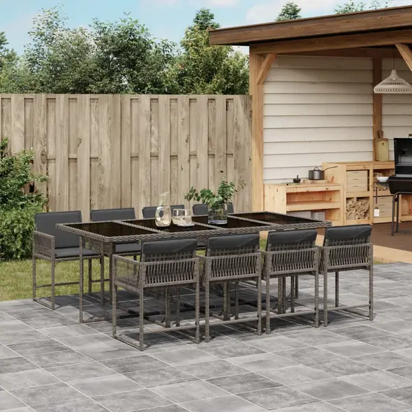 Gossi set mobilier gradina cu perne, 9 piese, gri, poliratan