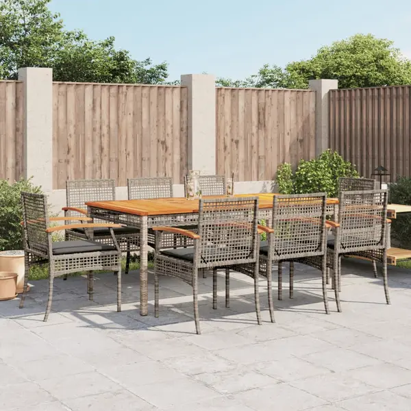 Gossi set mobilier gradina cu perne, 9 piese, gri, poliratan