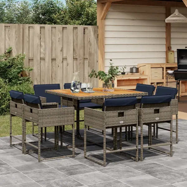 Gossi set mobilier gradina cu perne, 9 piese, gri, poliratan