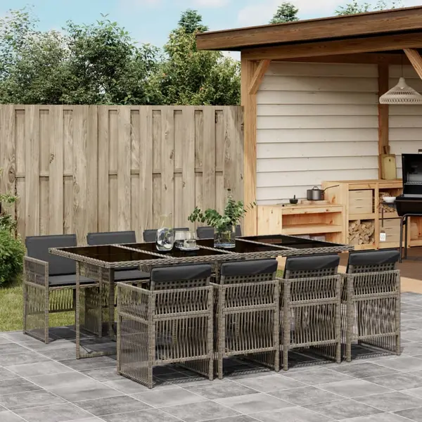 Gossi set mobilier gradina cu perne, 9 piese, gri, poliratan