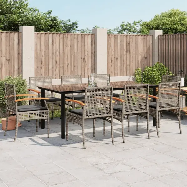 Gossi set mobilier gradina cu perne, 9 piese, gri, poliratan